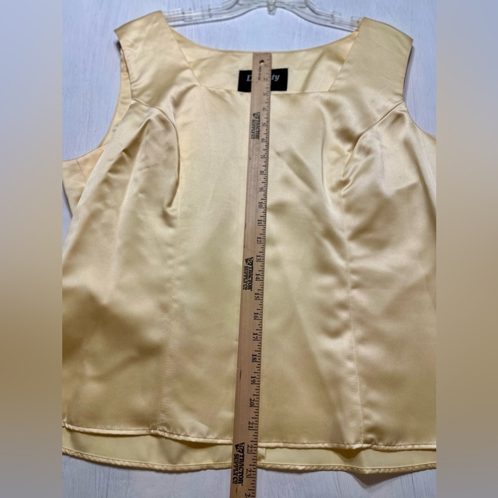 Vintage Dynasty Couture Yellow 2 Pc Set Satin Top & Skirt Formal Outfit - Picture 11 of 14
